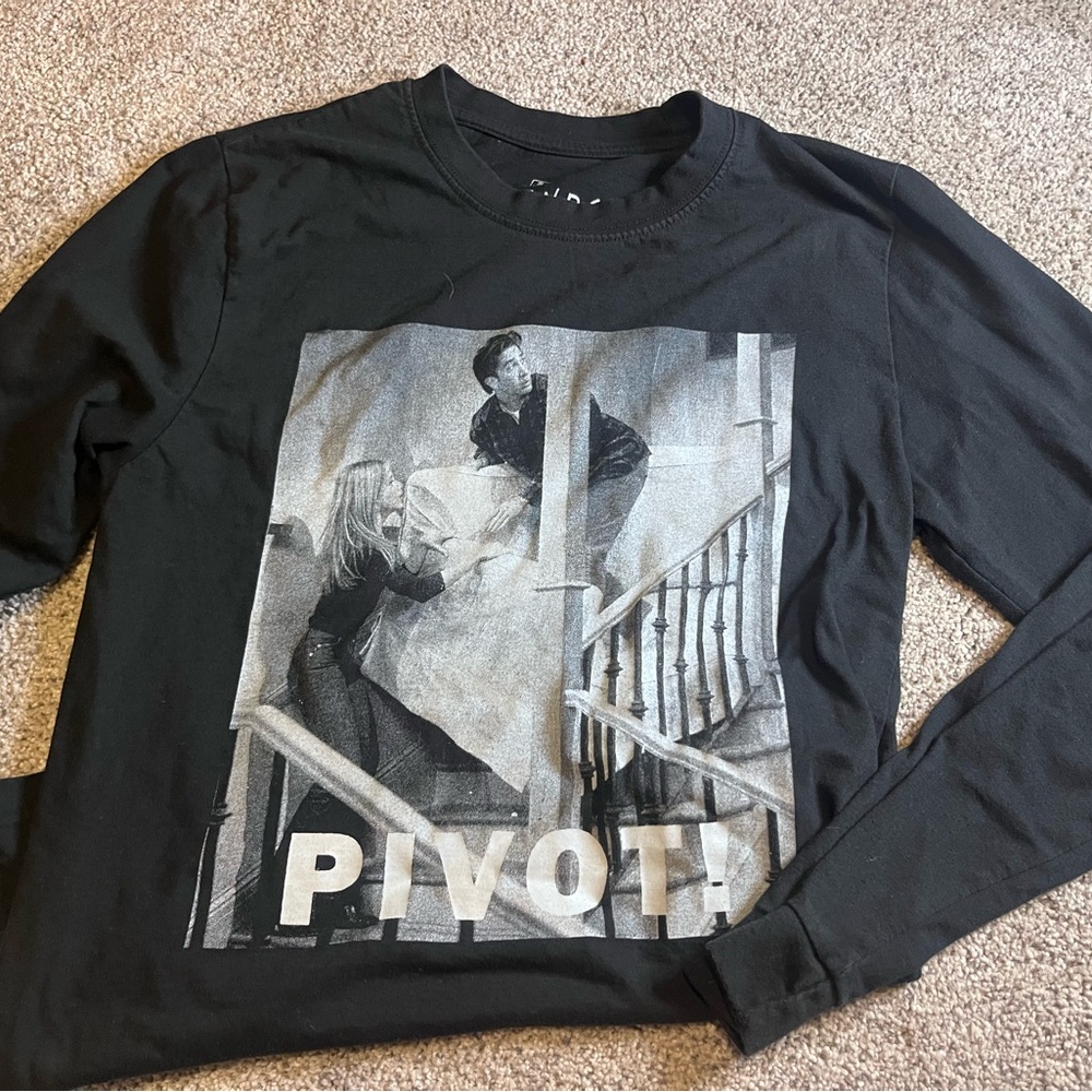 FRIENDS Black Long Sleeve Tee with Pivot Graphic